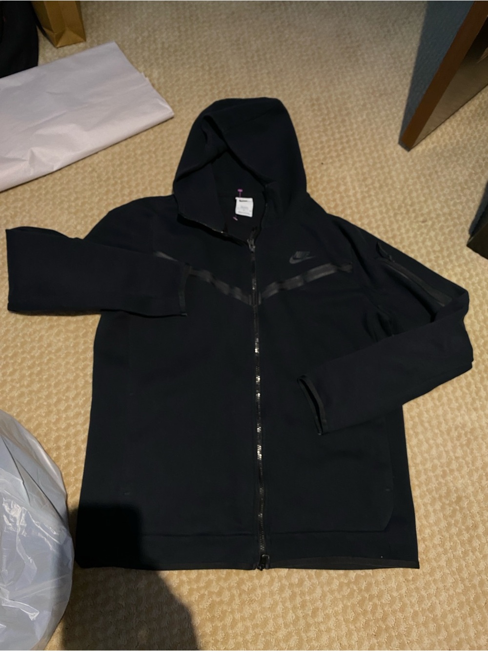 Nike Tech Fleece Full Zip Hoodie Mens Large Black Windrunner Jacket CU4489-010